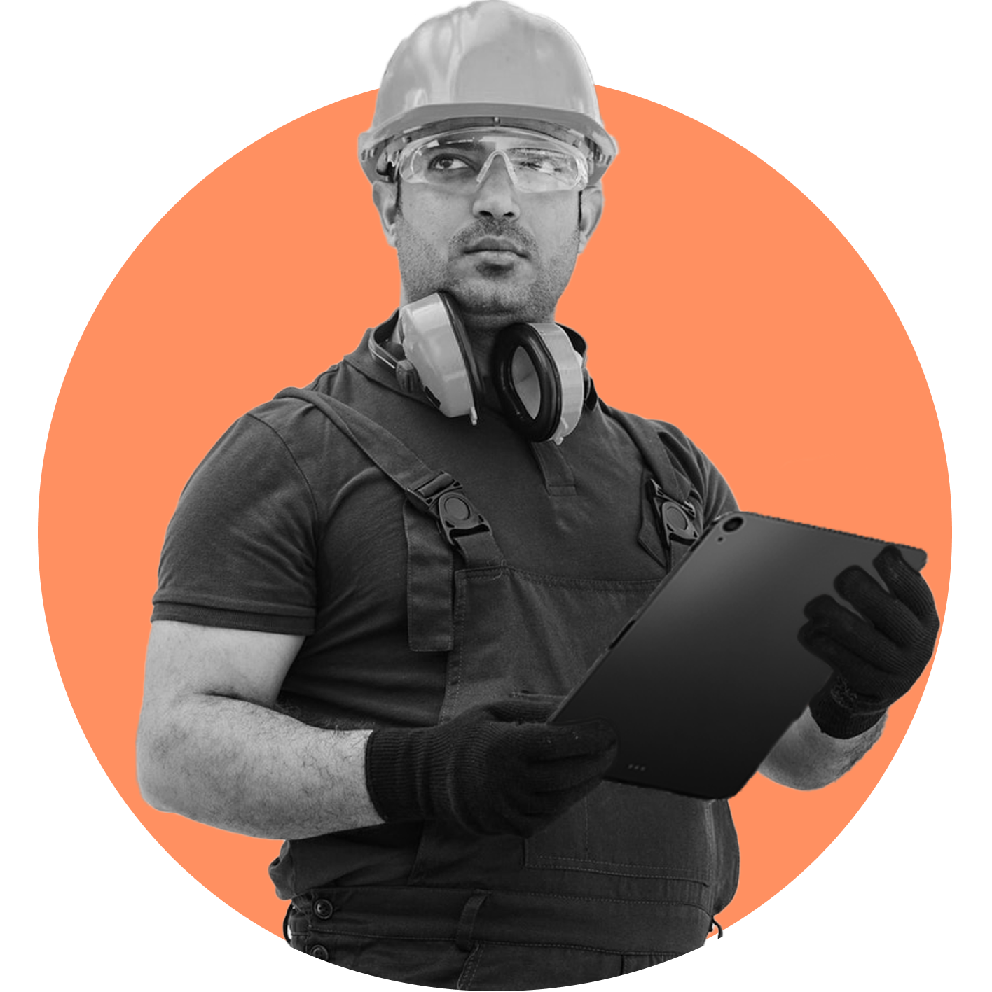 Plant-worker holding an ipad