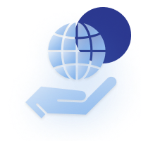 Hand holding the world icon